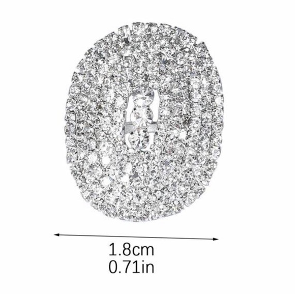 Silvertone Gorgeous Sexy Nightclub Party Rhinestone 1.7-1.8 cm Adjustable Ring - Picture 3 of 7